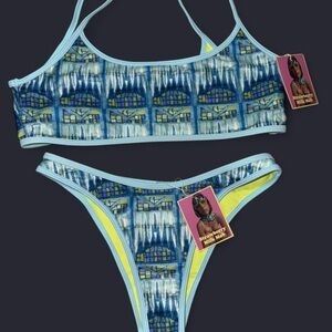 Strawberry milk mob Blue and Yellow Women's Bikini